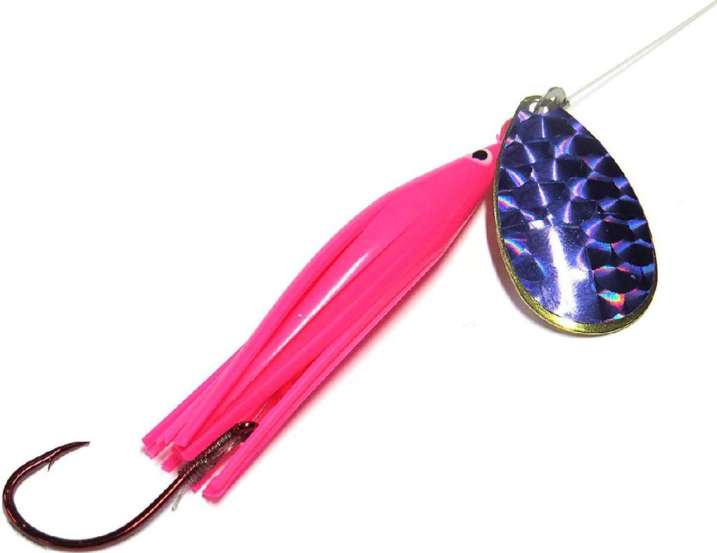 WICKED LURE SPINNER PINK/PURPLE #5 BLADE-6ft LEADER W/1/0 RED GAMA HOOK